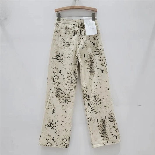 High Waist Y2K Women Jeans Loose Fit Straight Leg Baggy Denim Pants for Girls Retro Beige Wide Women's Jeans Y2K Pants
