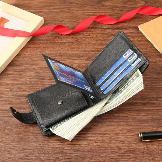 Portefeuilles homme en cuir, porte-monnaie zippé, porte-cartes homme fin, porte-monnaie court homme de qualité multi-cartes, poche à monnaie