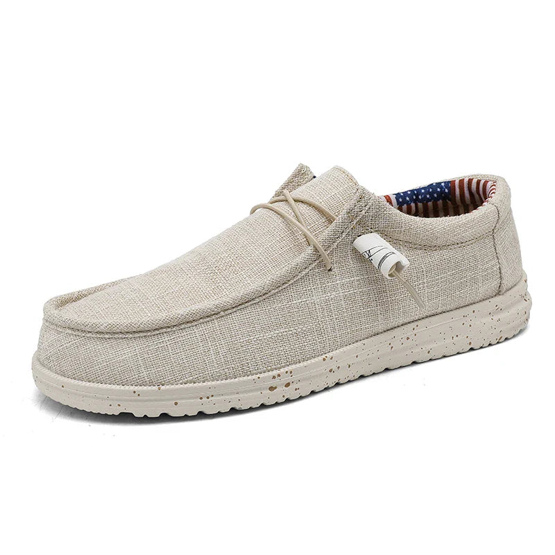 Men's Breathable Casual Canvas Slip Shoes Comfort Slip-on Loafer Soft Penny Loafers for Men Lightweight Driving Boat Shoes