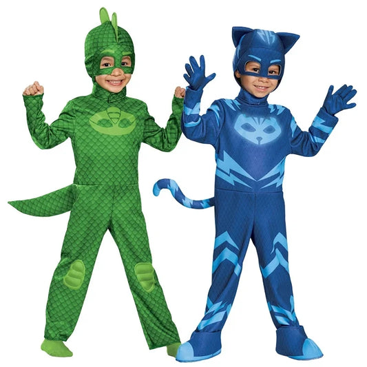Unisex Girls Super Owl Hero tuta Fancy Dress Cosplay Cat Boys Gecko Animail Costume di Halloween Jumpsuit Pajama for Boys Girls