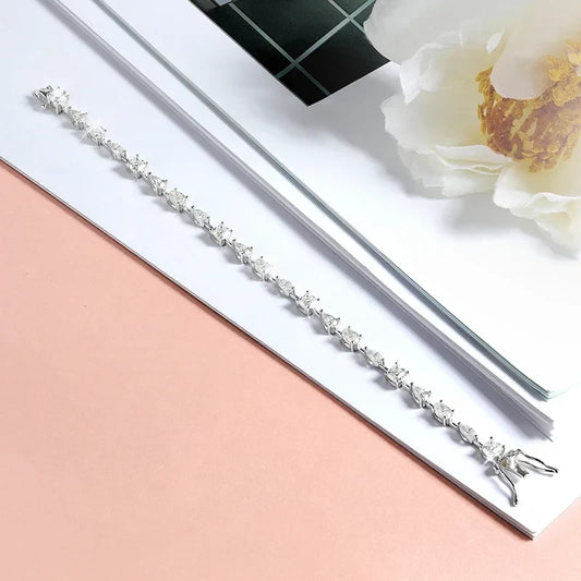 Bracelets de tennis entièrement en moissanite plaqué or 18 carats pour femme, bijoux de luxe en argent sterling S925, bracelets entièrement diamantés