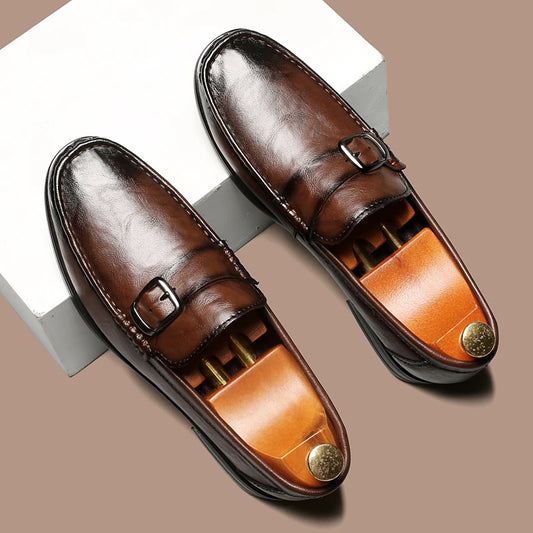 High Quality Men's Genuine Leather Loafers Handmade Casual Shoes Moccasins Slip on Walking Flats Versatile Male Business Shoes