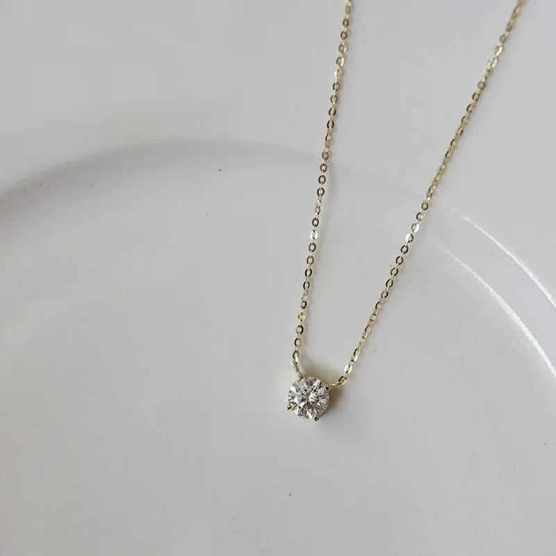 S925 Pure silver 18k gold pendant Multi-functional single diamond necklace with six claws Zircon necklace for women gift