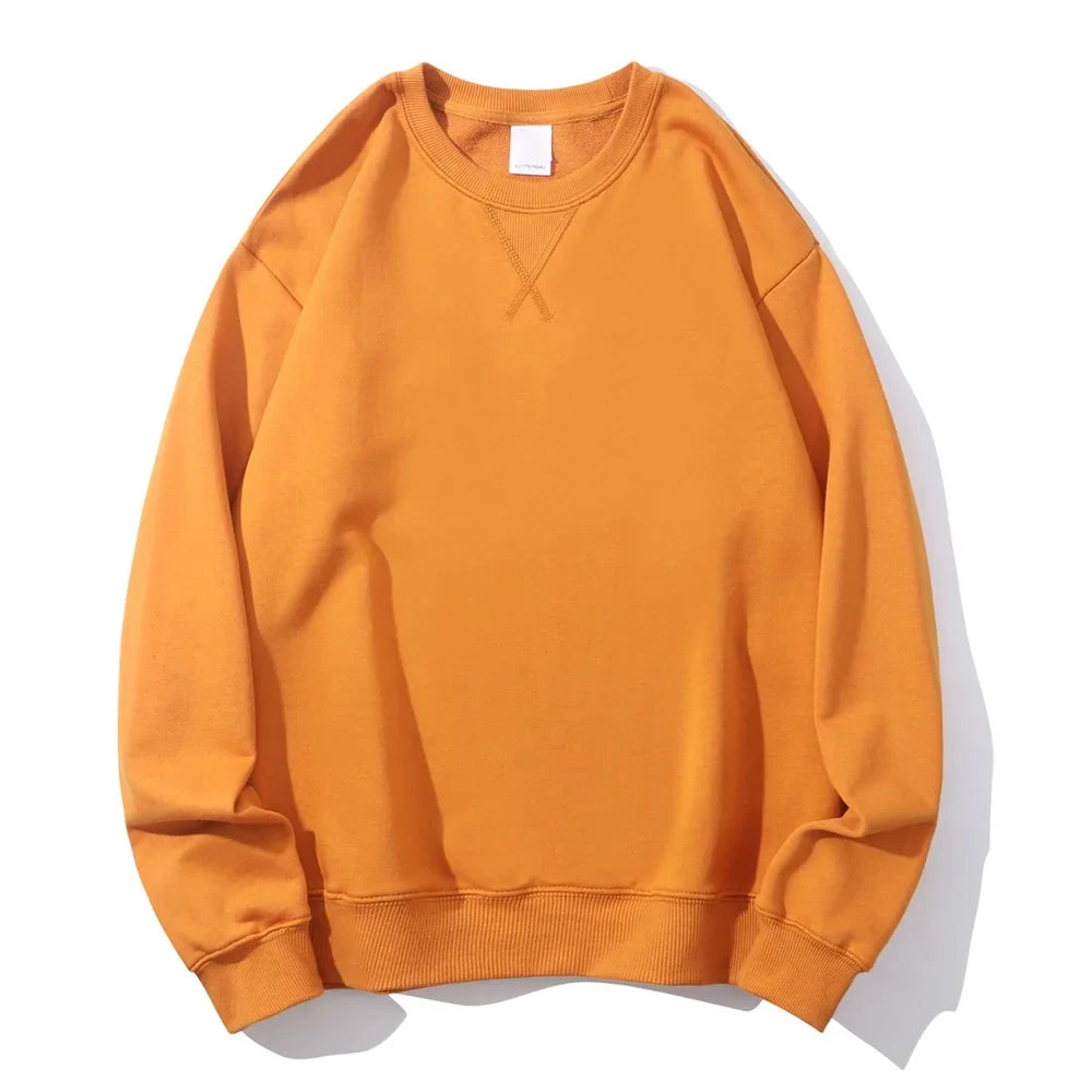 380g Tight Match Heavy Inverted Triangle Loose Versatile Solid Cotton Vintage Autum Winter Long Sleeve Round Neck Sweater