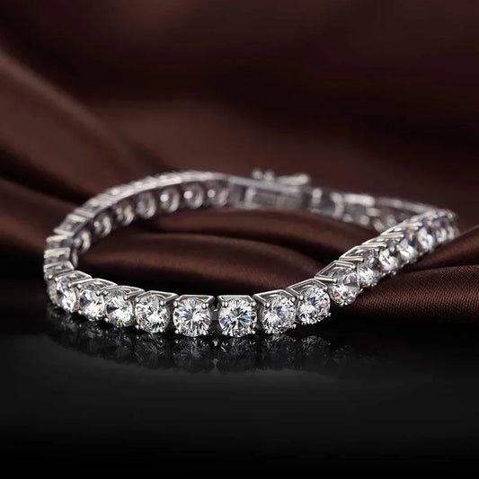Bracelet Tennis en Moissanite Véritable pour Femmes Hommes 2.5-6.5mm Faux Diamant de Laboratoire avec Certificats Argent Sterling 925 Bijoux Fins