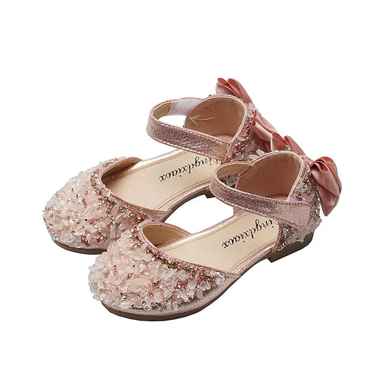 Summer Kids Shoes for Girl Sandals Fashion Sequins Cute Bow Little Girl Shoes Flat Heels Princess Shoes SM004