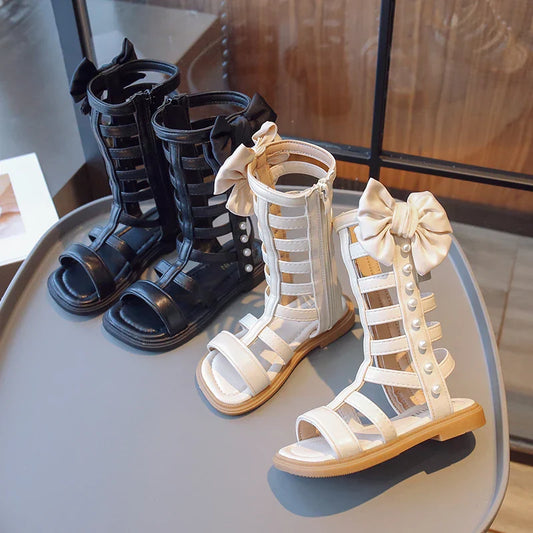 Gladiator Children's Shoes 2026 New Summer Platform Sandals for Girls Princess High-top Side Zipper Roman Sandals Child I03195