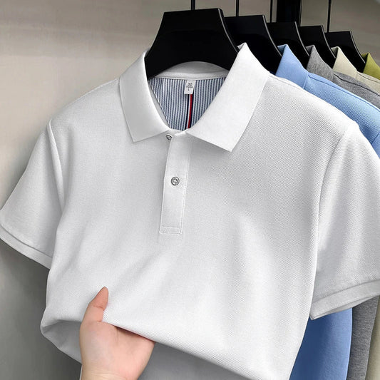 100% pure cotton high-end short sleeve polo shirt men's summer fashion new breathable Korean business casual golf brand T-shirt
