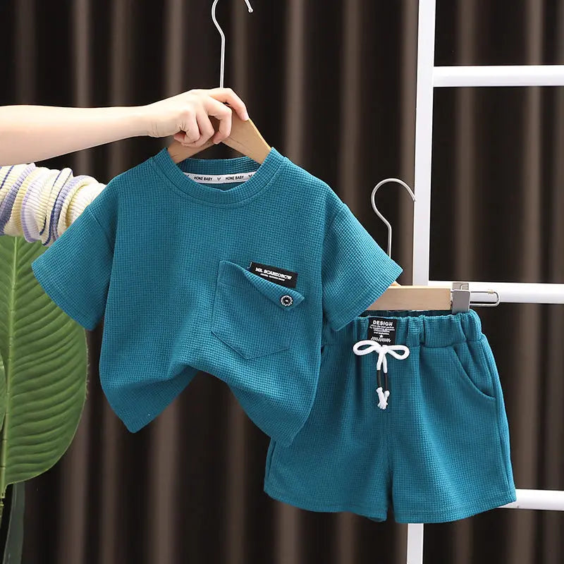 Summer Baby Boy 2pcs Clothes Set Short Sleeve T-shirt And Pants Sport Infant Clothing Kids Children Suit Top Bottoms Outfit