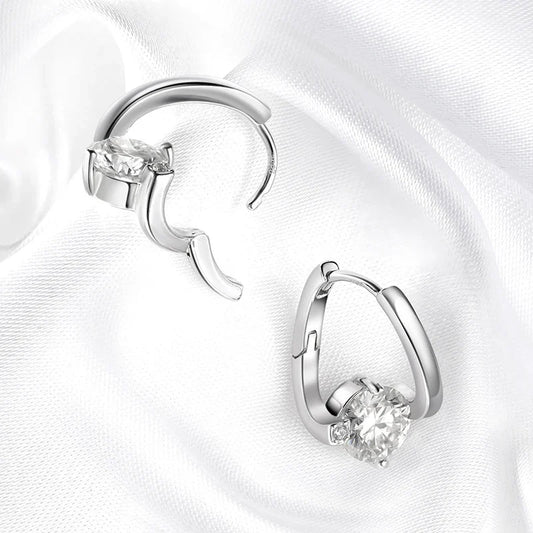 Certified 2CTTW D Color Moissanite Hoop Earring for Women Sparkling High Quality Lab Diamond Jewelry 925 Sterling Silver