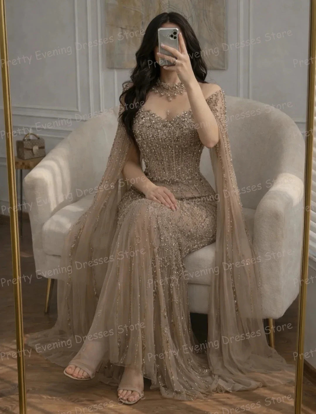 Charming 2026 Evening Dresses Woman's Mermaid Shiny Shawl Sequined Prom Gowns Fashion Customized Vestidos De Novia فساتين