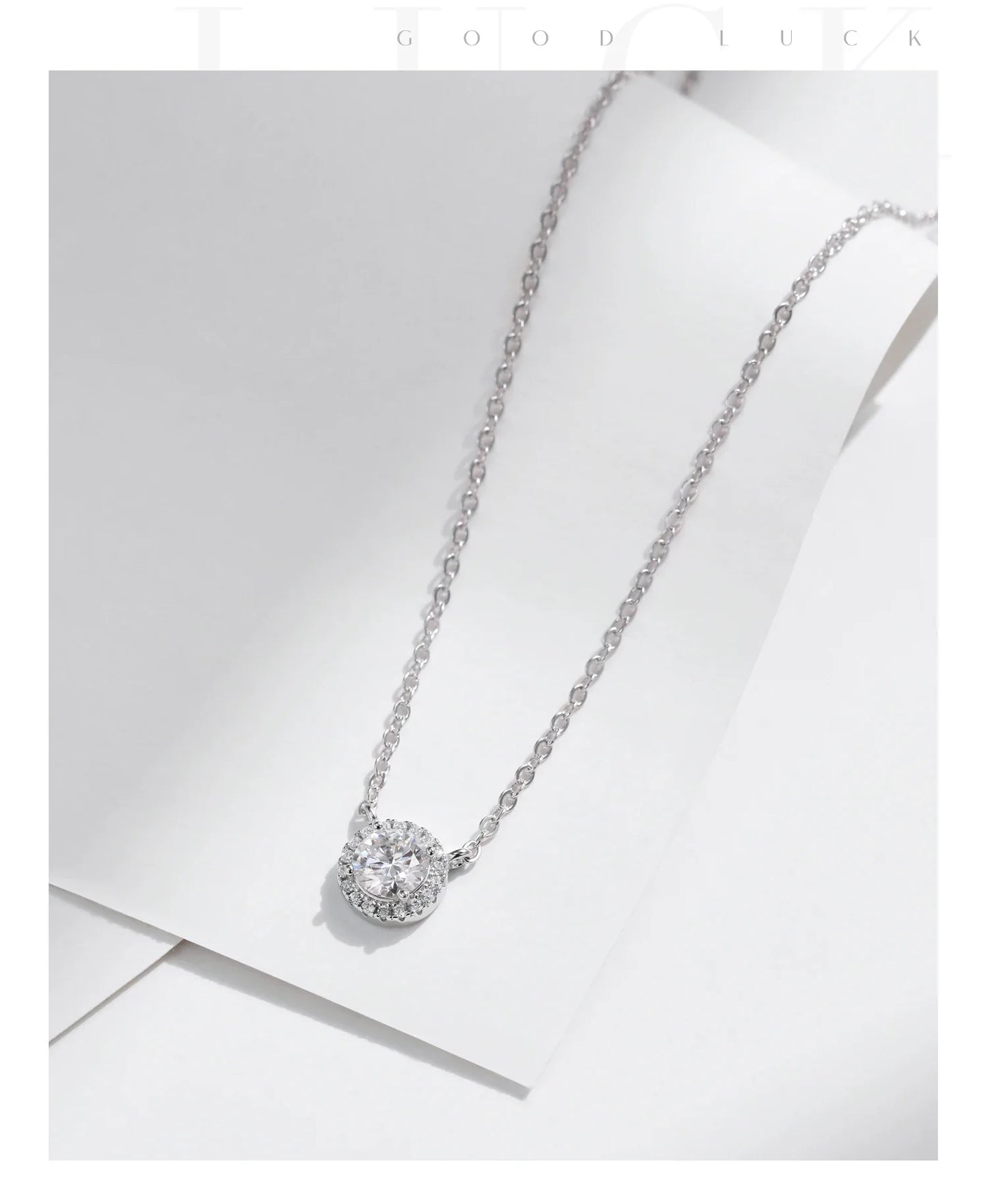 Square & Round Halo Moissanite 925 Sterling Silver Pendant Necklace D Color VVS1 Lab Diamond Necklace For Women Jewelry