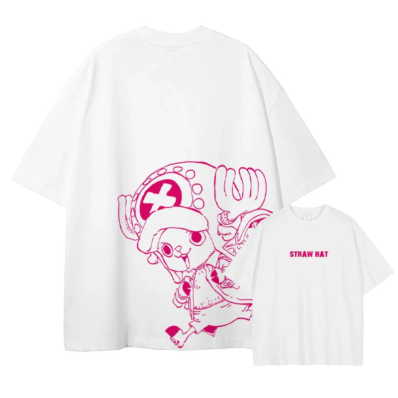 One Piece Straw Hat Pirates Unisex T-shirt 2026 Summer New Anime Double-sided Printed Casual Parent-child Short Sleeved Shirt
