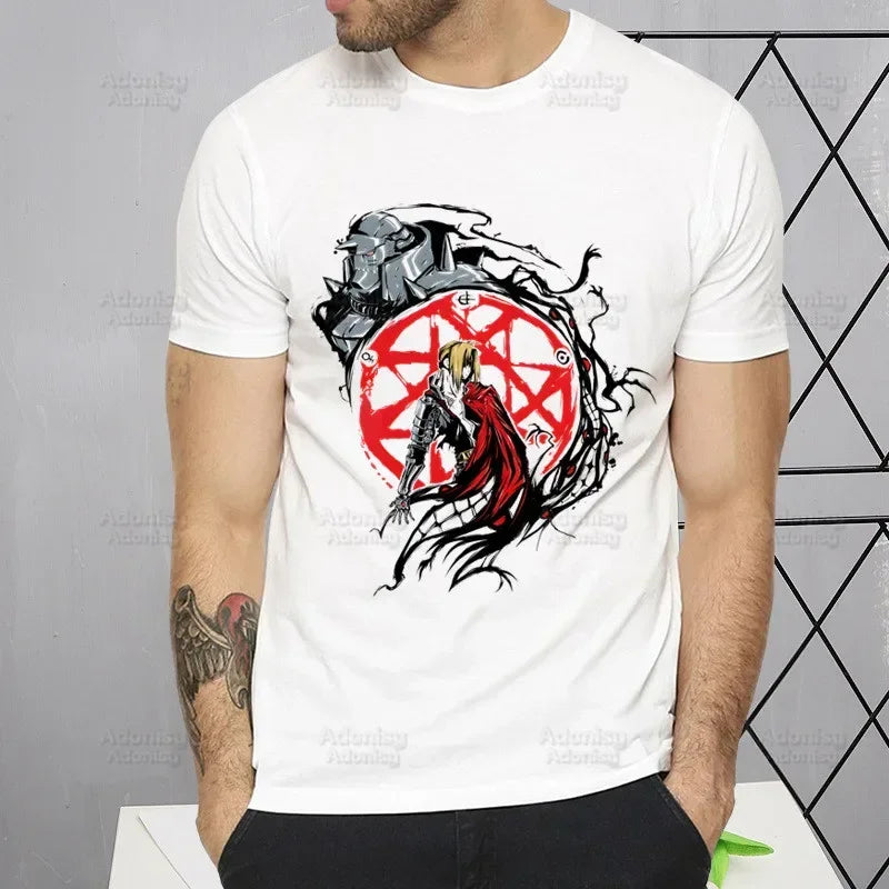 Fullmetal Alchemist T Shirt Harajuku Alphonse Elric TShirts Short Sleeve Fashion Casual Edward Elric T-Shirt Tops Tees