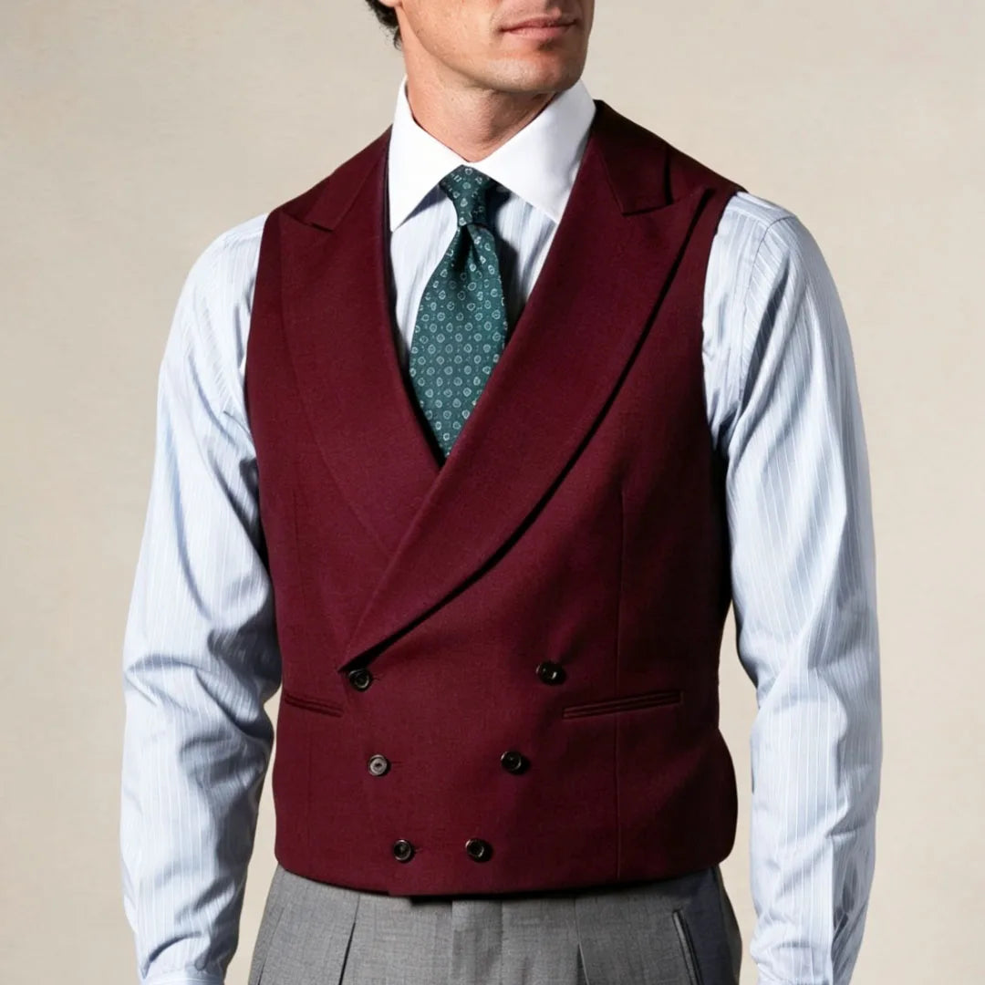 Men Vest Gray Double Breasted With Lapel Solid Waistcoat For Wedding Banquet Business Work Office Casual Daily Men Suit Vest