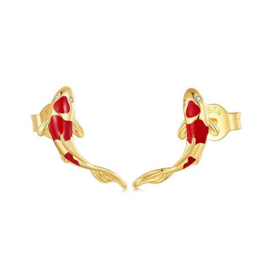 Gardiens Poissons porte-bonheur Corde Chaîne Bracelet Boucles d'oreilles Bague pour Couple Argent Sterling 925 Bijoux en émail Amitié Fashi