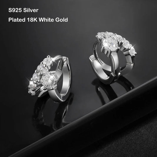 100% Real D Color 0.3CT 4mm Moissanite Hoop Earrings For Women S925 Sterling Silver Plated 18K White Gold Diamond Earring