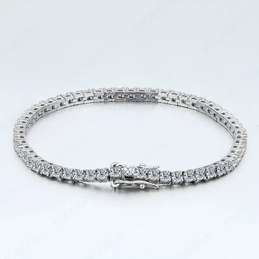 Bracelets de tennis en moissanite 2mm de couleur D pour homme et femme, diamants étincelants avec certificat GRA, en argent sterling 925, style hip-hop
