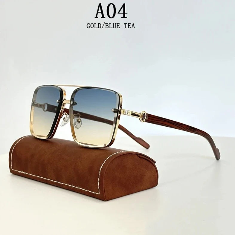 Luxe Sunglasses For Men Wooden Square Sunglasses Women Trendy Vintage Fashion Glasses Retro Trending Gafas De Sol Hombre Lunette