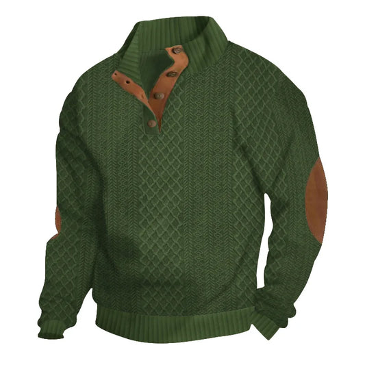 2026 cross-border hot-selling autumn and winter men's casual stand-up collar long-sleeved jacquard knitted pullover sweater