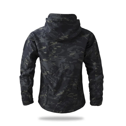 New Soft Shell Tactical Jacket Men Winter Fleece Hooded Coat Hunting Clothes Outdoor Camouflage CS Tops Waterproof Windproof
