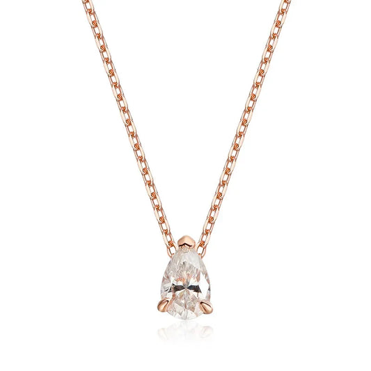 Certified 1CT 2CT Pear Cut D VVS1 Moissanite Necklace for Women 18k Gold Plated Jewelry 100% Sterling Silver 925 Pendant