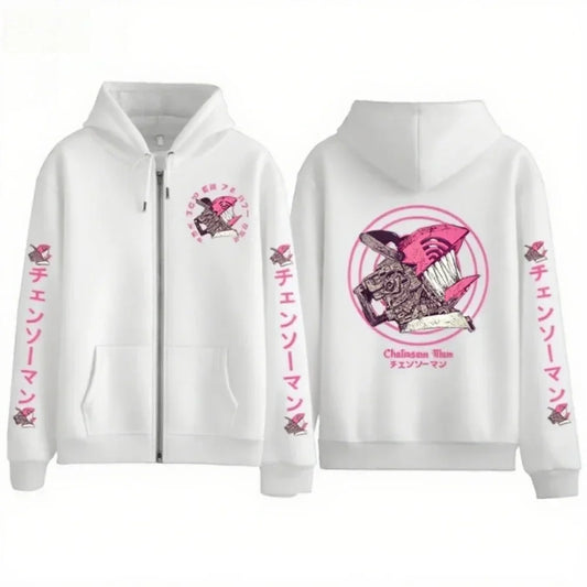 Chainsaw Man Men's And Women's Zipper Coat Hoodie Sweater Long-sleeved Jacket Pochita Anime Spring And Autumn Top Winter