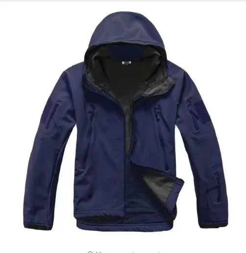 Men's Winter Autumn Warm Softshell Fleece Hood Cargo Jackets Camping Hiking Climbing Hunting Fishing Outdoor Windproof M-5XL