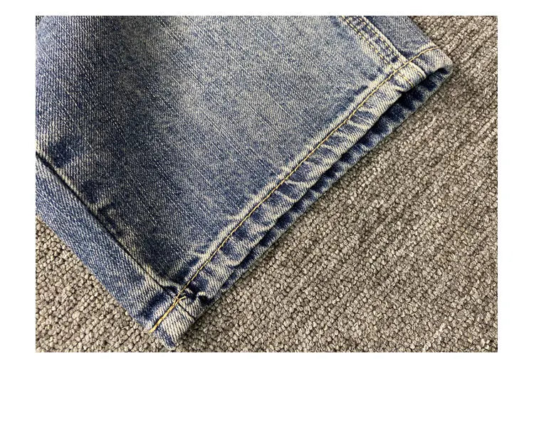 American Style Casual Faded Loose Straight Leg Jeans for Men Spring Autumn Wear Comfortable Wide Leg Pants Youth Fashion
