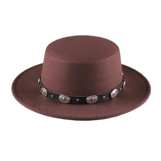 Panama Vintage Wide Brim Black Fedora Hat Men Flat Top Wool Jazz Cap Elegant Ladies Gentleman Gambler Hats