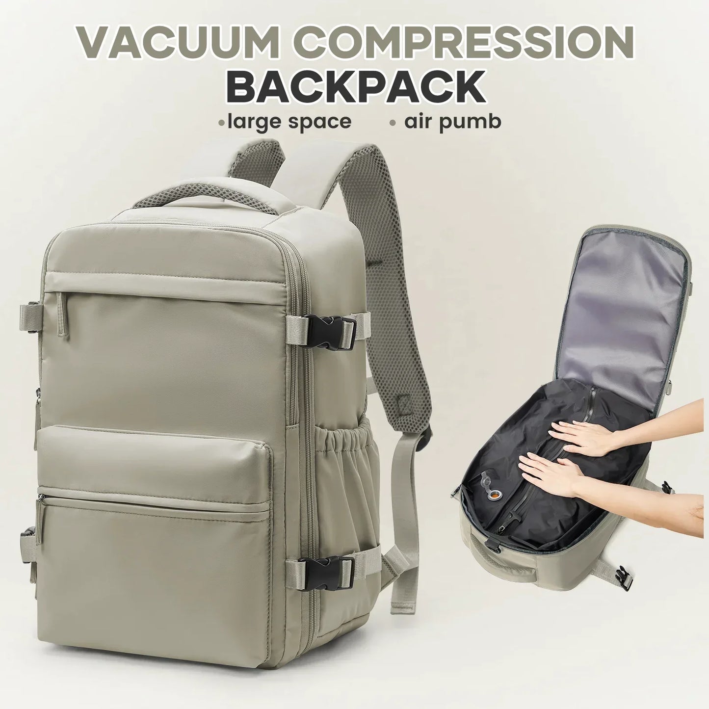 Backpack Travel Cabin Airplane Backpack, Air Vacuum Compression Backpack, Women Men Backpack Business Laptop Bag Handbag