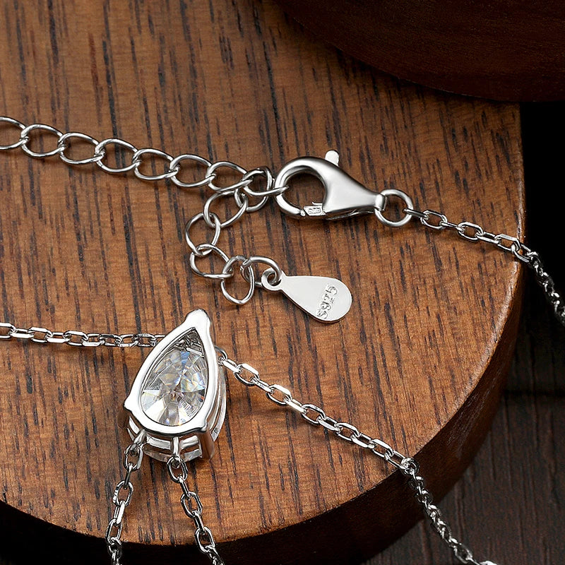 Moissanite Necklaces Pear Cut Pendant 1/2/3 ct GRA Certified Lab Diamond Girl Gift s925 Sterling Silver Dainty Necklace