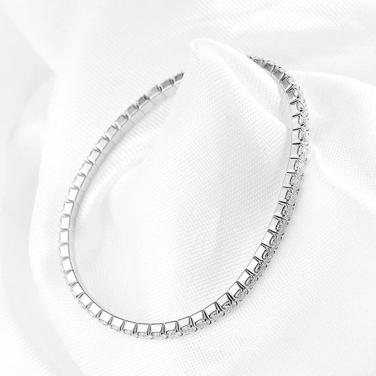 Bracelets de tennis élastiques Moissanite 3mm pour femmes hommes en argent sterling 925 pur, incrustés de diamants étincelants, vente en gros