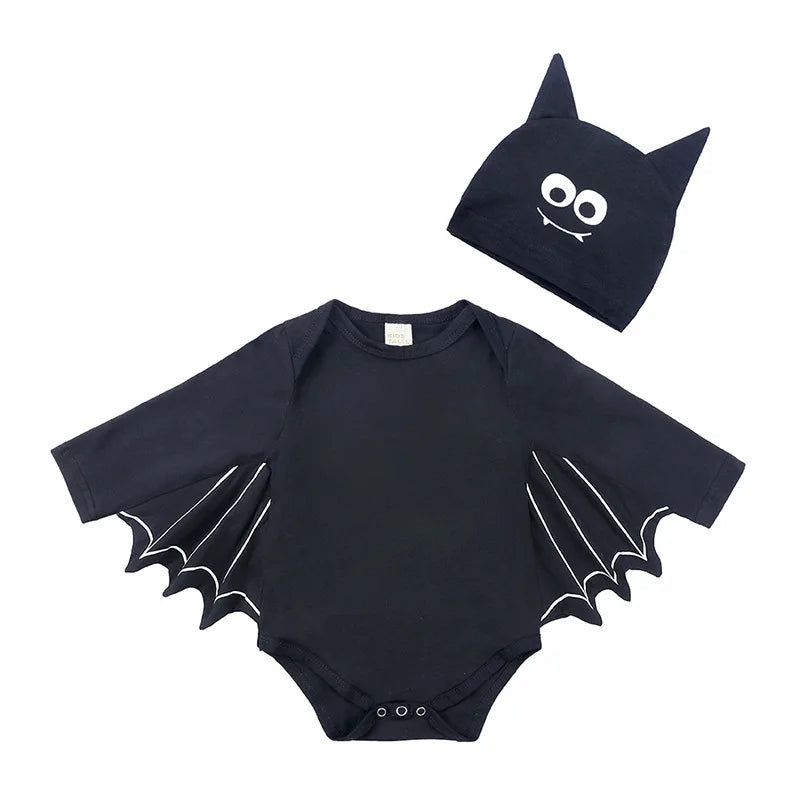 Baby's First Halloween Costume Black Bat Romper Jumpsuit Infant Boys Girls Purim Party Carnival Fancy Dress Cosplay Long Short