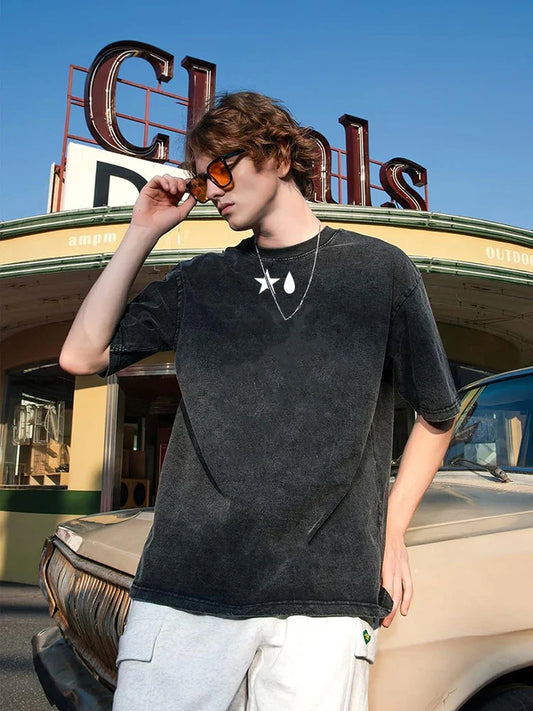 Anime Hunter X Hunter Hisoka And Chrollo Logo Washed Graphic TShirt Men Vintage T-Shirts Casual Cotton Streetwear Harajuku Top