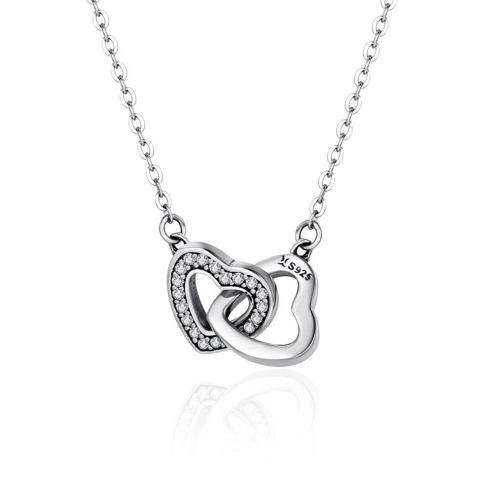 2024 New Solid 925 Sterling Silver Connected Star/Heart/Cat Pendant Necklace for Women Valentine's Day Gift Fine Jewelry