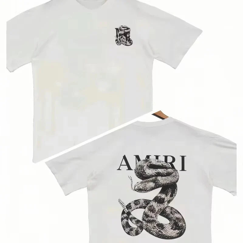 Snake Graphic Loose T - Shirt Light Luxury Trendy Short - Sleeve Unisex Versatile Casual Wear graphic t shirts pro choice