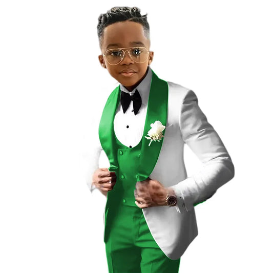 Kids Slim Fit Shawl Lapel Suit Set 3 Pieces Performance Costumes Elegant Flower Boys Formal Party Suit Kids Wedding Tuxedo 2-20T
