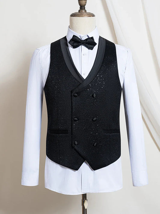 Turkish Luxury Wedding Suits for Groom 3 Pieces Man Suits Slim Fit High Quality Shining Flash Diamond Tuxedo Dinner Suit