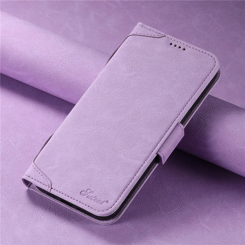 Magsafe Business Leather Wallet Phone Case For iPhone 12 13 14 15 Pro Max Plus 16 17 Pro Max With Flip Card Holder Cover