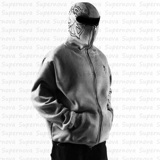 Men's clothing Zip Up Hoodie Vintage Casual Pattern Oversize Hip Hop Punk Streetwear Clothing new in hoodies & sweatshirts 
