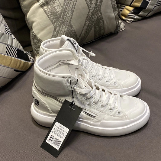 New Fashion High-top Casual Shoes Men Platform White Ankle Boot in Canvas Zipper Ornament Sneaker Boots Handcrafted Man Footwear