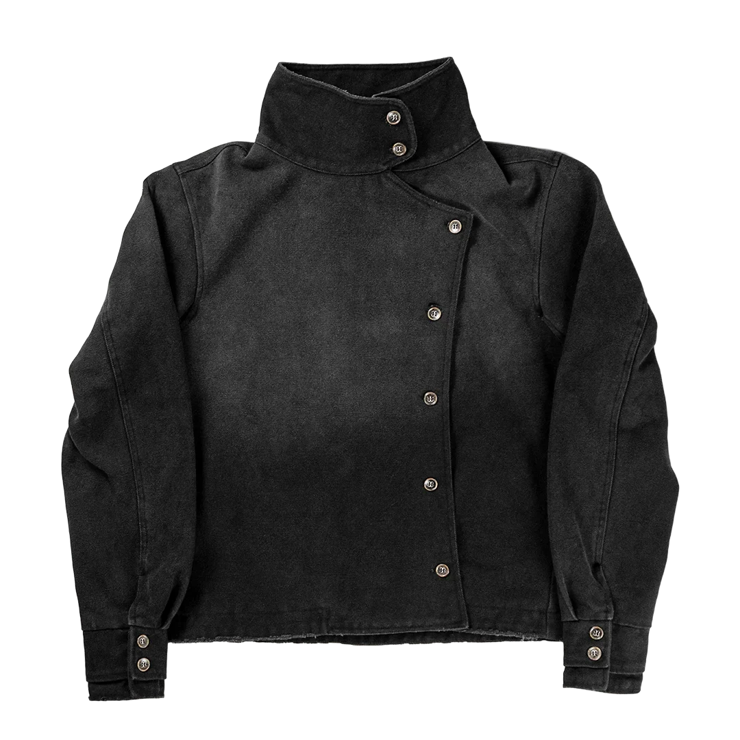 Y2k Fencing Jacket Vintage Wash Gradient Irregular Buttons Unisex Jacket Gothic Harajuku Streetwear Canvas Cotton Casual Jacket