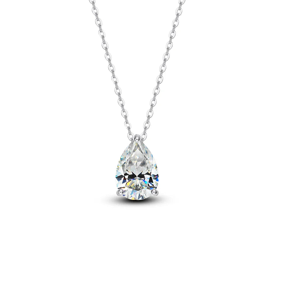 1-4carat Waterdrop Moissanite Pendant Necklace with Certificate S925 Silver Solitaire Pear Cut Lab Diamond Neckchain for Woman