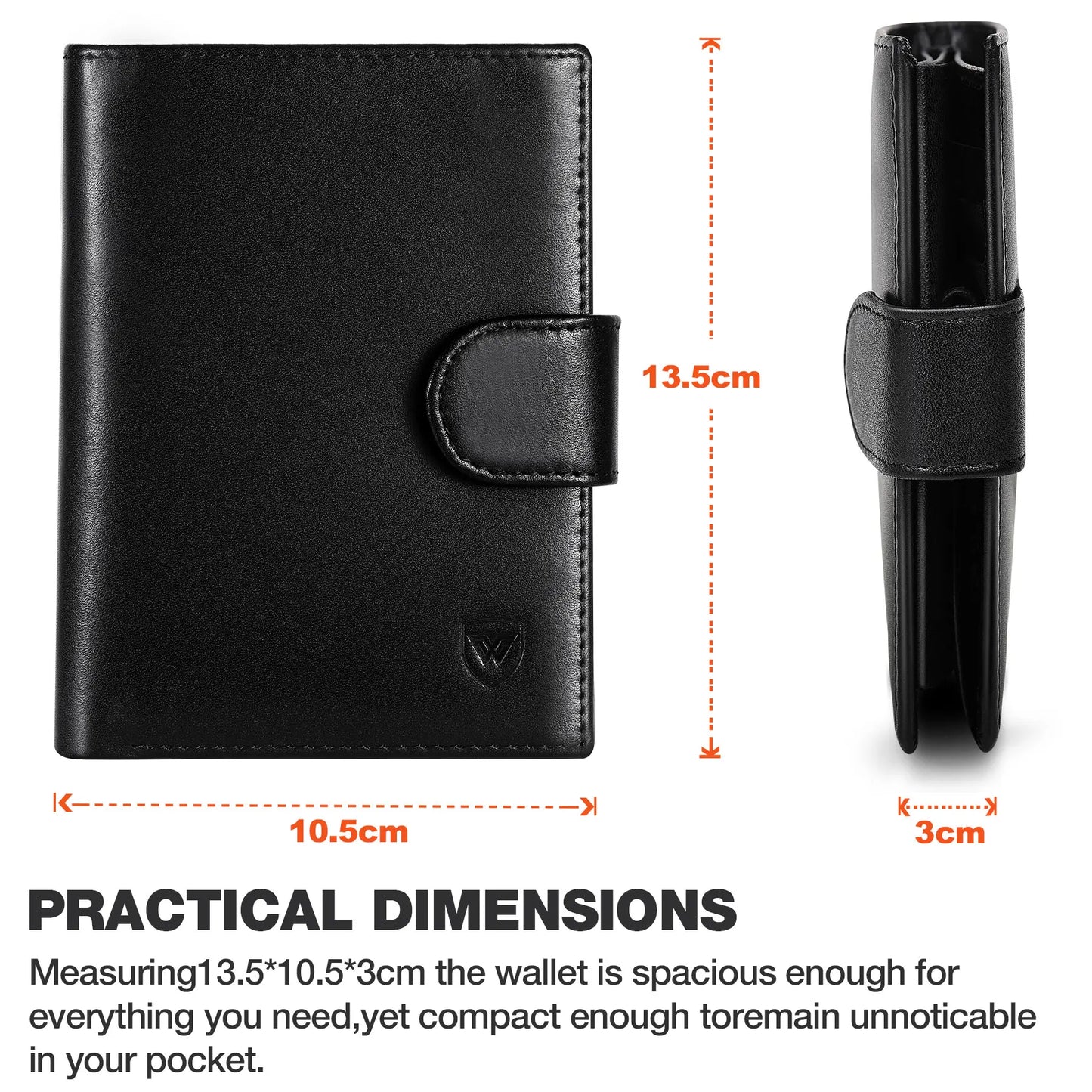 Portefeuille en cuir véritable pour hommes, porte-monnaie professionnel, porte-cartes RFID, fenêtres transparentes, compartiment billets de banque et monnaie, noir