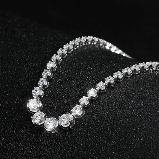 1.2CT Moissanite Tennis Necklace 925 Sterling Silver 18K Gold Plated Gradient High Carbon Diamond Necklaces for Women Adjustable