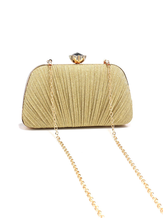 Ruched Fashion Lady Clutch Bags Decorated Fashion Sequin Luxury Evening Bags Rhinestones Metal Chain Handbags Banquet Glamorous