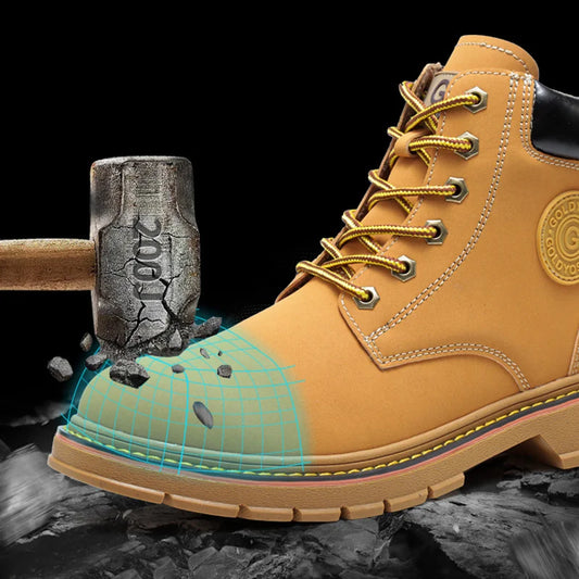 high-top Work Boots For Men Anti-smash Anti-puncture Work Shoes with Steel Toe leather safety shoes men for work waterproof shoe