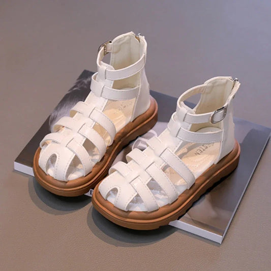 2024 Summer Kids Sandals for Girls New Fashion Children Thick Bottom High-top Roman Sandals Simple Toddlers Causal Beach Shoes