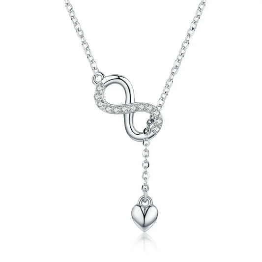 100% 925 Sterling Silver Infinity Love Pendant Necklaces Forever Love Neck Chain for Women Gift Fine Jewelry SCN223